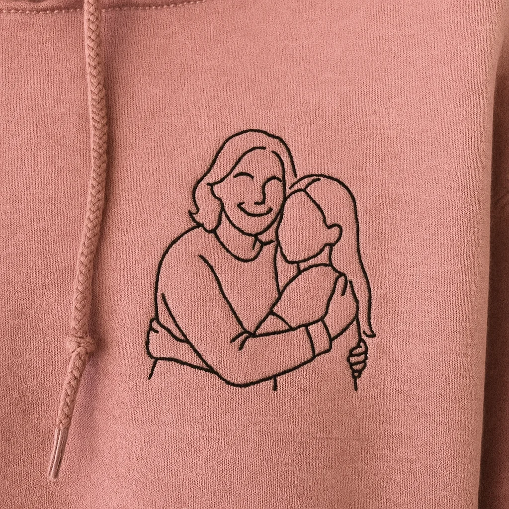 personalized line art embroidered